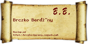 Brczko Berény névjegykártya